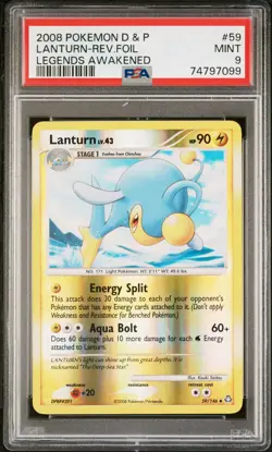 2008 Pokemon Diamond & Pearl Legends Awakened Reverse Holo: Lanturn 59/146 PSA 9 - Image 1