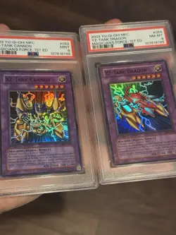 Yu-Gi-Oh! 1st Ed MFC-053 XZ-Tank Cannon PSA 9 & MFC-054 YZ-Tank Dragon PSA 8 - Image 1