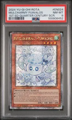 YUGIOH 1ST ED ROTA-EN024 MULCHARMY FUWALOS QUARTER CENTURY PSA 8 NM #100808452 - Image 1