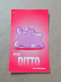 Ditto Pokemon 1999 Game Freak Creatures 1999 Sticker Pokemon Card #132 Rare - Image 1