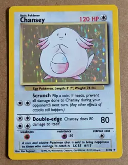 Chansey (3/102) - Base Set Pokemon Card - Holo Rare - Image 1