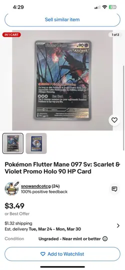 Pokemon Ultra Rare Holo Foil Card Lot Iron Bundle, Flutter Mane, Milotic & More - Image 2