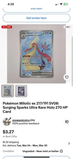 Pokemon Ultra Rare Holo Foil Card Lot Iron Bundle, Flutter Mane, Milotic & More - Image 4