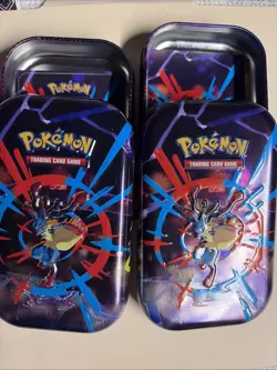 2025 Pokemon Empty Tins (2) With Card And Stickers . No Packs - Image 2