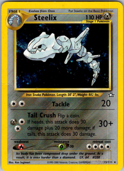 Steelix - 15/111 - Pokemon Neo Genesis Unlimited Holo Rare Card WOTC - Image 1