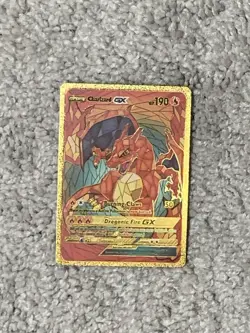 Charizard GX HP190 Burning Claws Gold Accents Foil Fan Art Display Card - Image 1