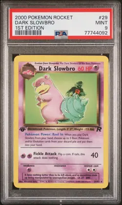 Pokemon Card Dark Slowbro 29/82 1st Edition PSA 9 Rocket - Image 1