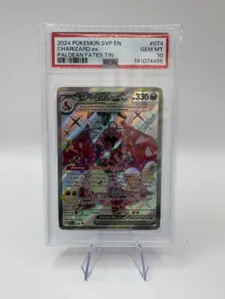 Pokemon Card Charizard ex SVP 074 Black Star Promo Graded PSA 10 Slab PAF Tin - Image 1