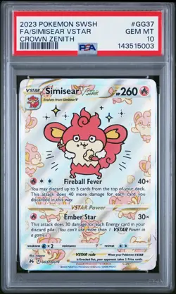SEND AN OFFER - 2023 POKEMON CROWN ZENITH GG37 FULL ART/SIMISEAR VSTAR PSA 10 - Image 1