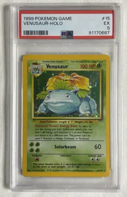 1999 POKEMON BASE SET UNLIMITED #15 VENUSAUR-HOLO PSA 5 - Image 1