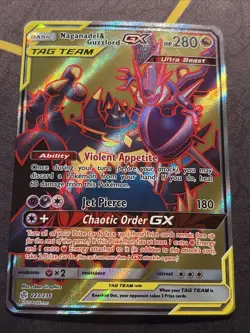 2017 Pokemon Sun & Moon Cosmic Eclipse Naganadel & Guzzlord GX #223/236 - Image 1