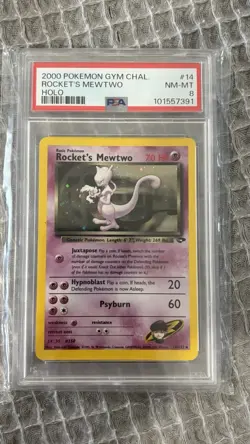Pokemon Rocket's Mewtwo Holo Rare Gym Challenge 14/132 2000 PSA 8 - Image 1