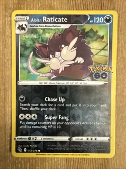 Pokemon TCG: Alolan Raticate 042/078 Pokemon GO Reverse Holo MP - Image 1