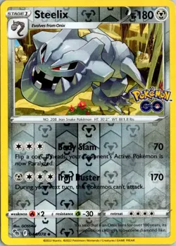 Steelix Reverse Holo - 044/078 - Pokemon GO - Uncommon - NM - Image 1