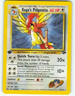 Koga's Pidgeotto - 1st Edition - 27/132 Gym Challenge - Pokemon TCG - 2000 - Image 1