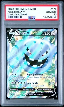PSA 10 STEELIX V 176 VIVID VOLTAGE SWORD & SHIELD POKEMON GEM MINT - Image 1