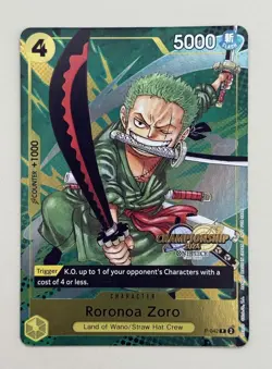 One Piece Roronoa Zoro Championship Event Pack 2024 CS Stamp English Promo P-042 - Image 1