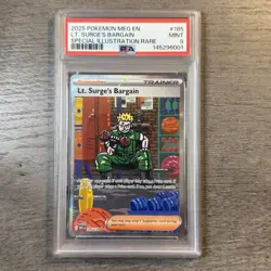 2025 Pokemon Mega Evolution Lt Surge's Bargain Special Illustration Rare PSA 9 - Image 1