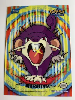 2000 Topps Pokemon TV Rattata #19 Stick-Ons Sticker 9 of 10 (D) - Image 1