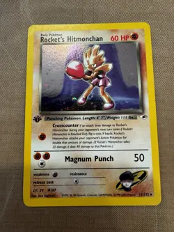 Pokemon Rocket's Hitmonchan 11/132 Gym Heroes 1st Edition Holo Rare 2000 WOTC - Image 1