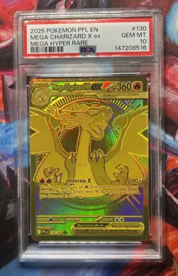 2025 POKEMON PFL EN-PHANTASMAL FLAMES MEGA HYPER RARE MEGA CHARIZARD X EX PSA 10 - Image 1