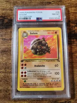 1999 Pokemon Fossil TCG Golem 1st Edition Uncommon PSA 8 NM-Mint 36/62 - Image 1