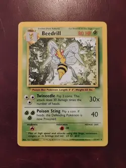 Pokemon Base Set Beedrill #017/102 Non-Holo Rare LP Near Mint Condition - Image 1