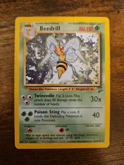 Pokemon TCG Base Set 2 Non Holo Rare Beedrill 21/130 LP-HP - Image 1