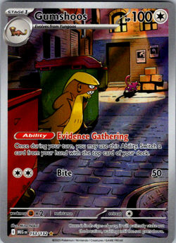 Gumshoos 153/132 Me01: Mega Evolution Holo Illustration Rare Pokemon Card - Image 1