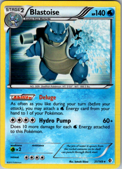 2012 Pokemon Blastoise 31/149 Black & White Boundaries Crossed Holo - Image 1
