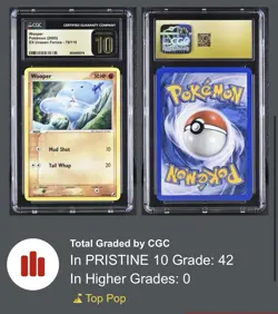 CGC Pristine 10 2005 Pokemon Ex Unseen Forces Wooper 79/115 • POP 42 - Image 1