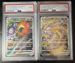 2022 Pokemon JPN Charizard VSTAR (212) PSA 9 & Mewtwo VSTAR (221) PSA 7 - Image 1