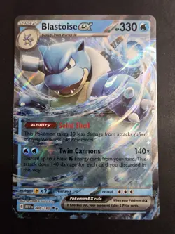2023 POKEMON TCG BLASTOISE EX 9 SCARLET & VIOLET 151 DOUBLE RARE HOLO NM - Image 1