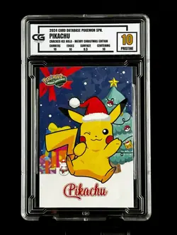 2024 Pokemon CG 10 Pristine PIKACHU Christmas Data TCG XMAS Holiday CGC PSA 3 - Image 1