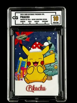 2024 Pokemon CG 10 Pristine PIKACHU Christmas Data TCG XMAS Holiday CGC PSA 4 - Image 1