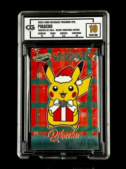 2024 Pokemon CG 10 Pristine PIKACHU Christmas Data TCG XMAS Holiday CGC PSA - Image 1