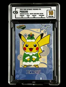 2024 Pokemon CG 10 Pristine PIKACHU Christmas Data TCG XMAS Holiday CGC PSA 8 - Image 1