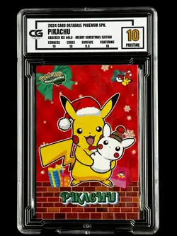 2024 Pokemon CG 10 Pristine PIKACHU Christmas Data TCG XMAS Holiday CGC PSA 5 - Image 1