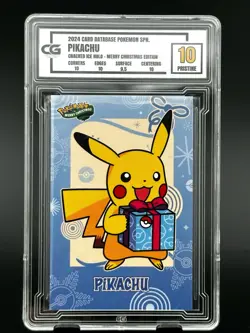 2024 Pokemon CG 10 Pristine PIKACHU Christmas Data TCG XMAS Holiday 5 CGC PSA - Image 1