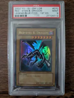 RED EYES B. DRAGON 2002 YUGIOH Legend Of Blue LOB-070 PSA 9 ENGLISH NA 1st Ed - Image 1