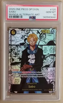 SABO PSA 10 2025 ONE PIECE OP13 CARRYING ON HIS WILL MANGA ALTERNATE ART #120 EN - Image 2