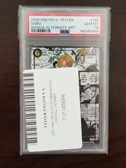 SABO PSA 10 2025 ONE PIECE OP13 CARRYING ON HIS WILL MANGA ALTERNATE ART #120 EN - Image 4