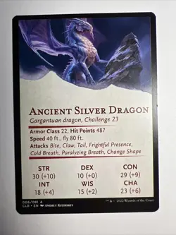 MTG Art Card: Ancient Silver Dragon (Gold-Stamped Signature) - Image 2