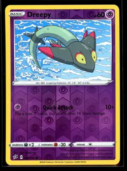 2020 Sword & Shield - Rebel Clash Dreepy Reverse Holo Pokemon Card #89 - Image 1