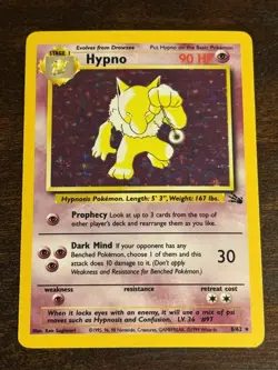 Hypno 8/62 Fossil Set Holo Rare Vintage WotC Pokemon Card LP - Image 1