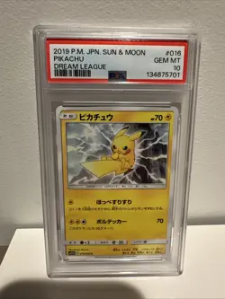 PSA 10 Pikachu 016/049 2019 Sun & Moon Dream League Japanese Pokemon Card - Image 1
