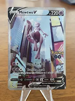 Pokemon TCG Mewtwo v Alt Art Full Art Holo Ultra Rare Card 072/078 Pokemon Go - Image 1