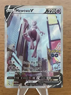 Pokemon TCG Mewtwo v Alt Art Full Art Holo Ultra Rare Card 072/078 Pokemon Go - Image 3