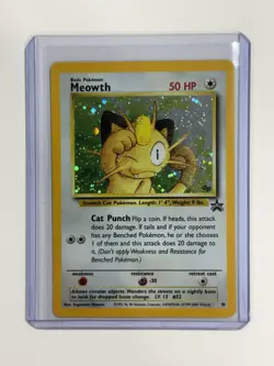 Meowth Black Star Promo #10 Holo Rare Pokemon Card - LP - Image 1