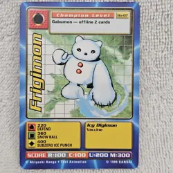 1999 Frigimon Bo-07 Series 1 Booster Digimon Card LP/NM Digi-Battle Bandai TCG - Image 1